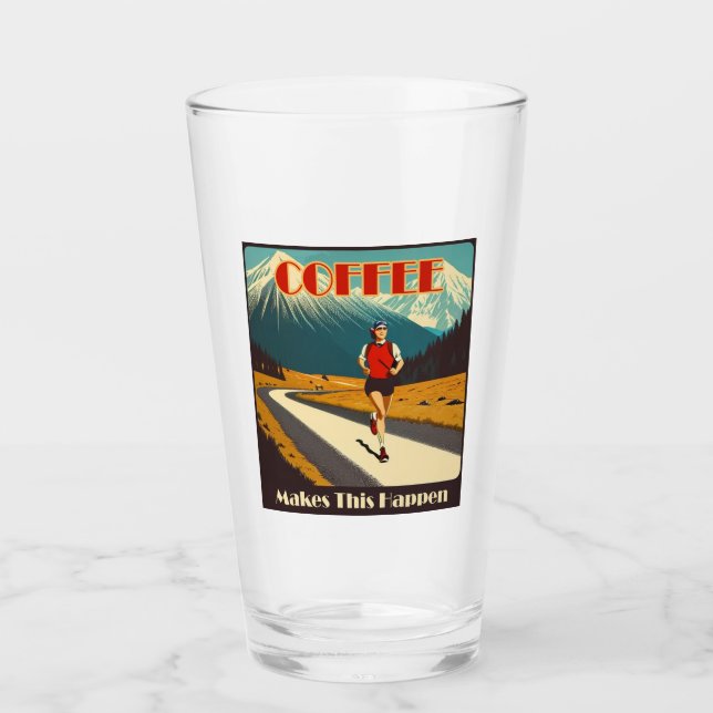 Verre Le Café Fait Que Cela Se Produit En Cours D'Exécut (Devant)
