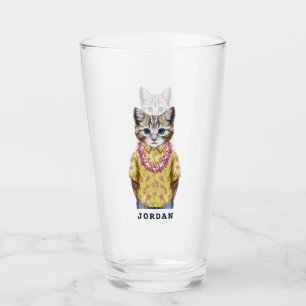 Verre Le chat hawaïen de Kitty ajoutent votre nom