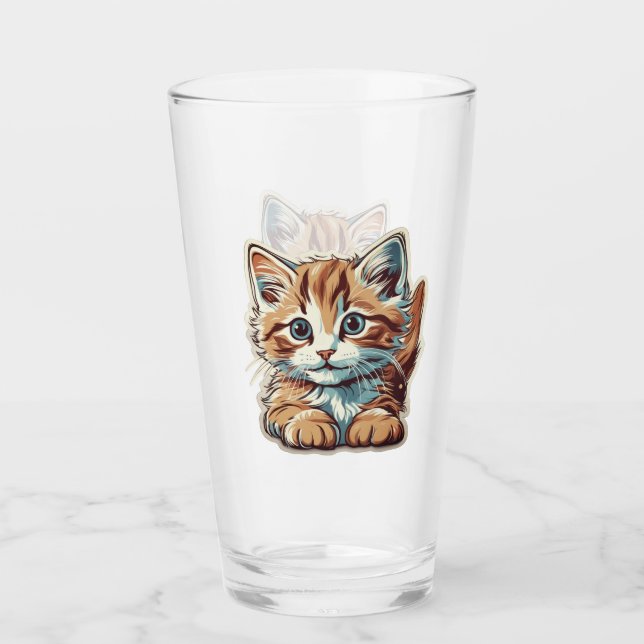 Verre Le chaton orange plein de malice (Devant)