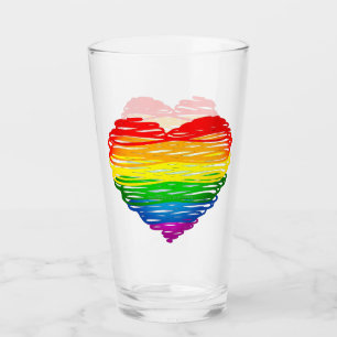 Verre Le cœur arc-en-ciel de SlipperyJoe griffonné tourb