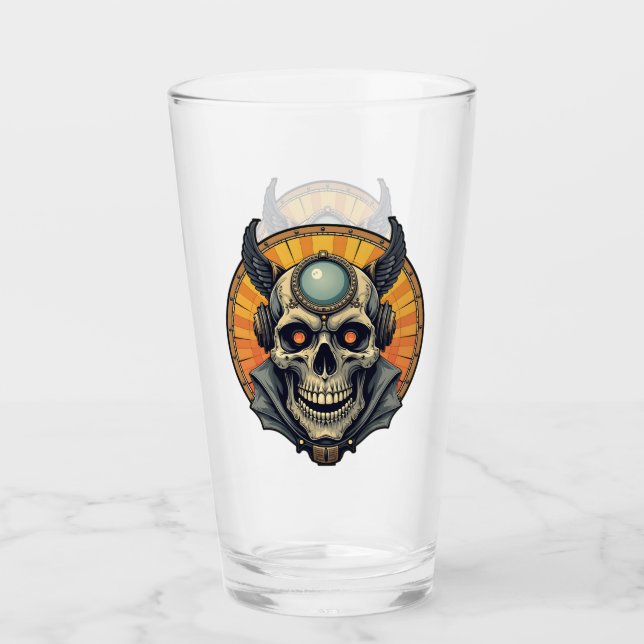 Verre Le crâne ailé.  (Devant)