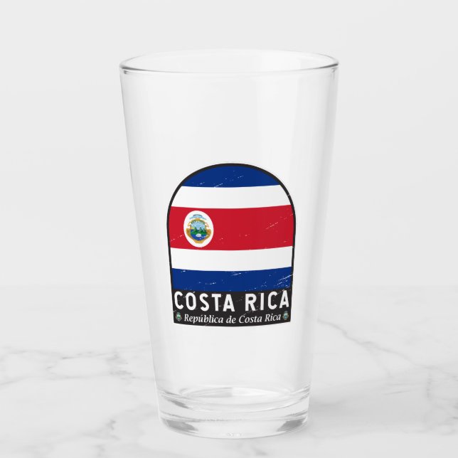 Verre Le drapeau du Costa Rica Emblem Vintage (Devant)