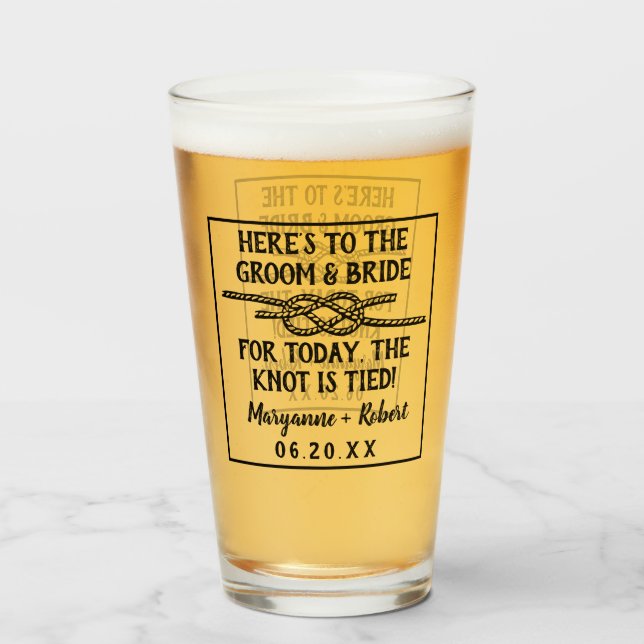 Verre Le mariage a attaché les noms de couples de (Devant (rempli))