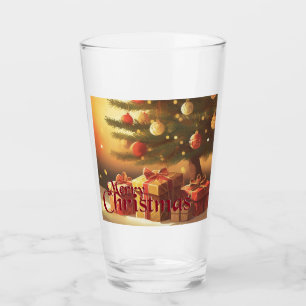 Verre Le Motif de Noël, avec des présents sous l'arbre d