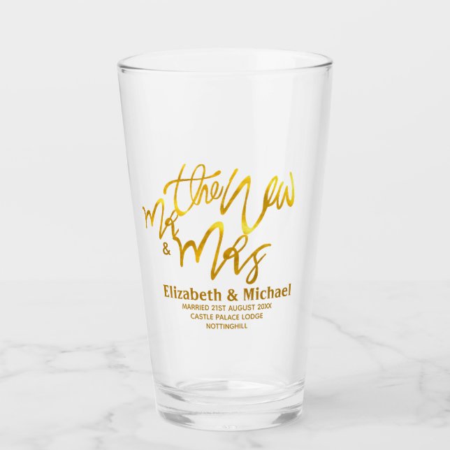 Verre Le nouveau M. et Mme (ajouter le nom, la date, le  (Devant)