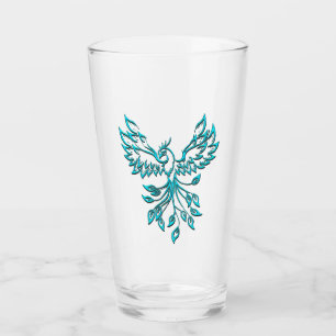 Verre Le phénix bleu sarcelle s'élève sur argent