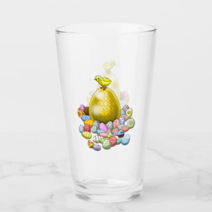 Verre Le poussin de Pâques et l'œuf de Pâques en or