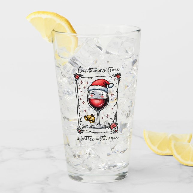 Verre Le temps de Noël est meilleur avec le vin (Devant glace)