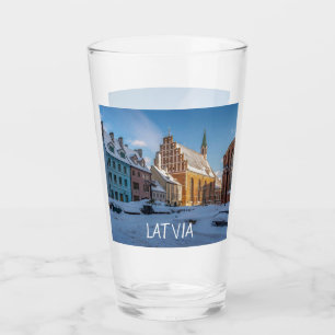 Verre L'église Saint-Pierre en hiver à Riga, Lettonie