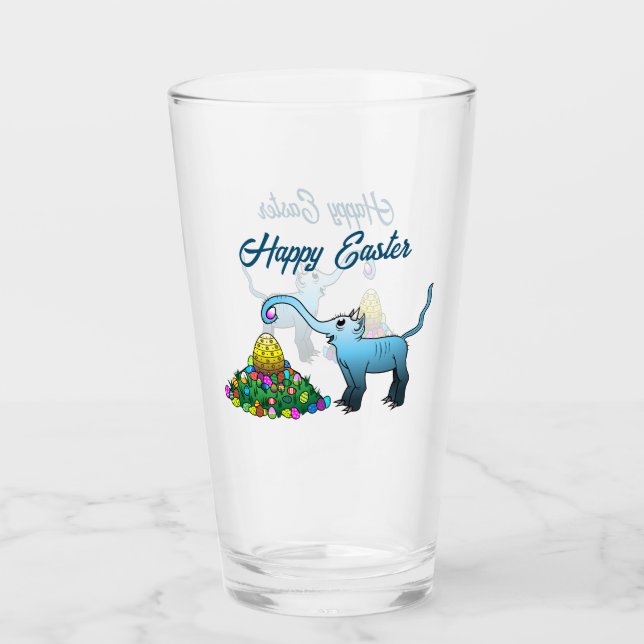 Verre L'éléphant bleu ramasse les oeufs de Pâques (Devant)