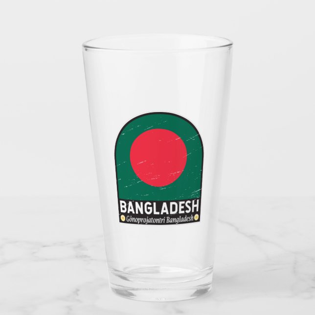 Verre L'emblème du drapeau du Bangladesh est Vintage (Devant)