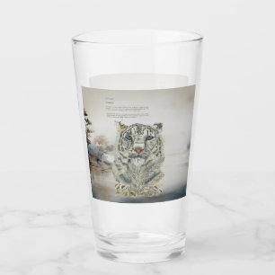 Verre Leopard de neige peint à la main