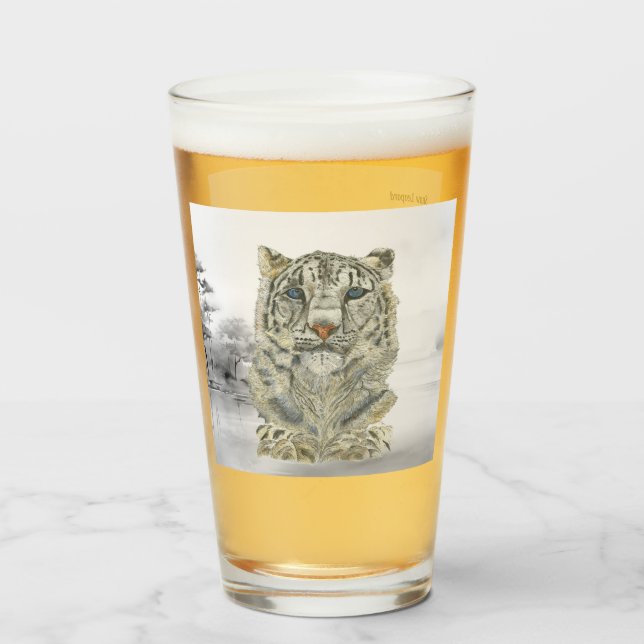 Verre Leopard de neige peint à la main (Devant (rempli))