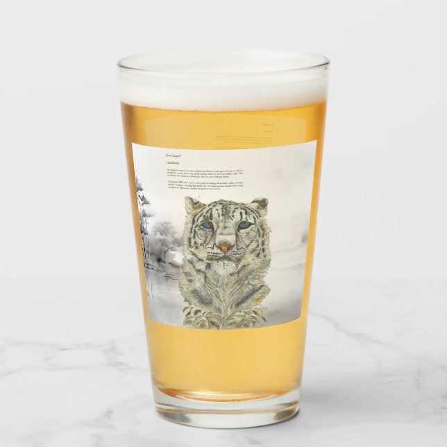 Verre Leopard de neige peint à la main (Dos (rempli))