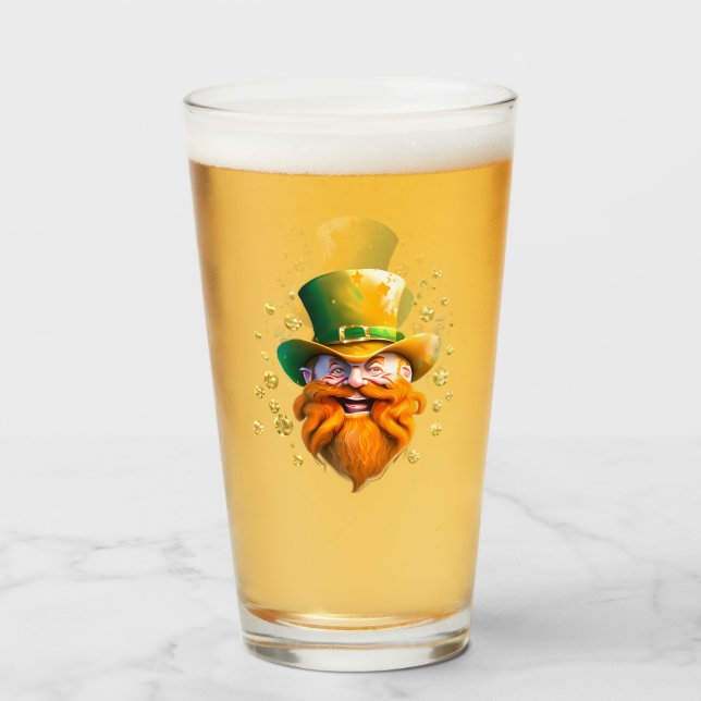 Verre Leprechaun gnome face pièces d'or Patrick's day (Devant (rempli))