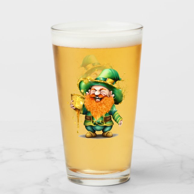 Verre Leprechaun gnome Saint Patrick's Day a de la chanc (Devant (rempli))