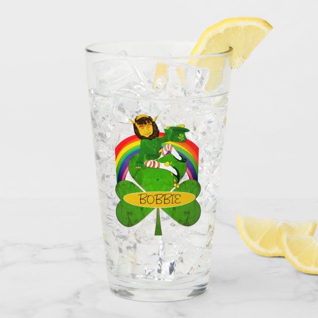 Verre Leprechaun Shamrock St. Patrick's Day Glass (Dos glace)