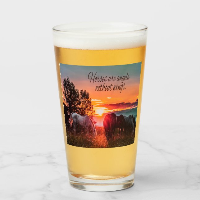 Verre Les chevaux sont des anges sans ailes (Devant (rempli))