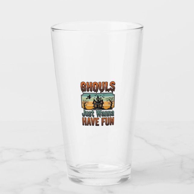 Verre Les goules veulent juste s'amuser Halloween vintag (Devant)