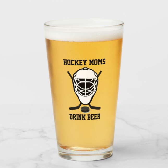 Verre Les mamans de hockey boivent de la bière mignonne  (Devant (rempli))