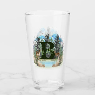 Verre Lettre B personnalisée monogramme cerf aquarelle