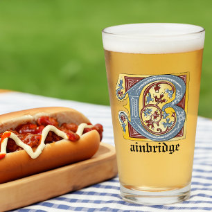 VERRE LETTRE BLEUE BLEUE ET ROUGE BLEUE B ÉCLAIRÉE