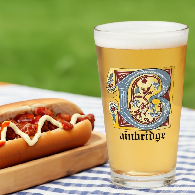 VERRE LETTRE BLEUE BLEUE ET ROUGE BLEUE B ÉCLAIRÉE (Créateur téléchargé)