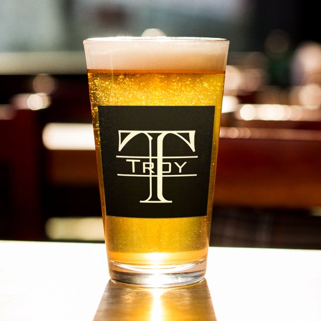 Verre Lettre bloc noir monogramme personnalisé (Créateur téléchargé)