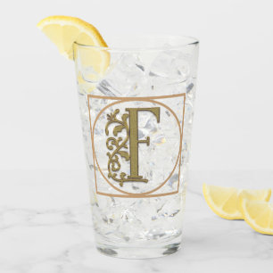 Verre LETTRE F MONOGRAM Beau Mariage Nouveau Accueil Cad