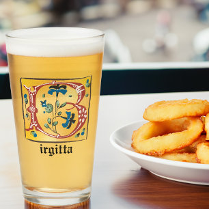 Verre Lettre Florale médiévale illuminée B Monogramme