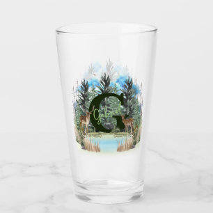 Verre Lettre G Monogramme Personnalisé Cerf Aquarelle
