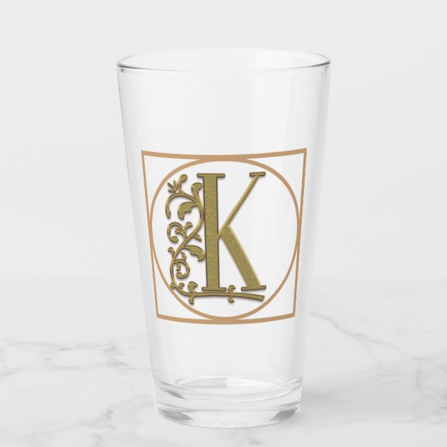 Verre LETTRE K MONOGRAM Beau Mariage Nouveau Accueil Cad (Devant)