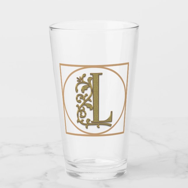 Verre LETTRE L MONOGRAM Beau Mariage Nouveau Accueil Cad (Devant)