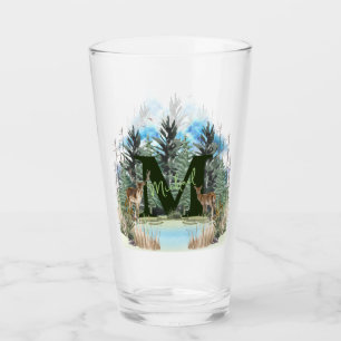 Verre Lettre M personnalisée avec cerf à l'aquarelle