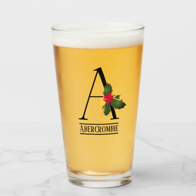 Verre LETTRE MONOGRAPHIQUE DE Noël BIÈRE PERSONNALISÉE (Devant (rempli))