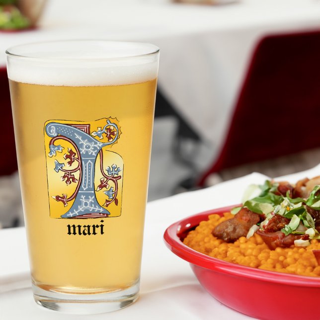 Verre LETTRE MOYENNE BLEUE ET ROUGE IVÉE Illuminée I (Créateur téléchargé)