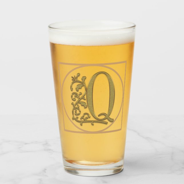 Verre LETTRE Q MONOGRAM Beau Mariage Nouveau Accueil Cad (Devant (rempli))