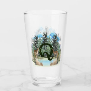 Verre Lettre Q Monogramme Personnalisé Cerf Aquarelle