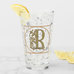Verre LETTRE R MONOGRAM Beau Mariage Nouveau Accueil Cad
