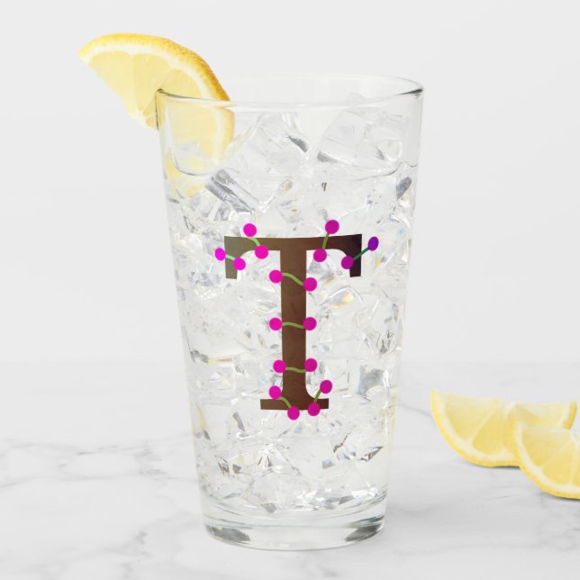 Verre Lettre T initiale décorative en blanc (Devant glace)