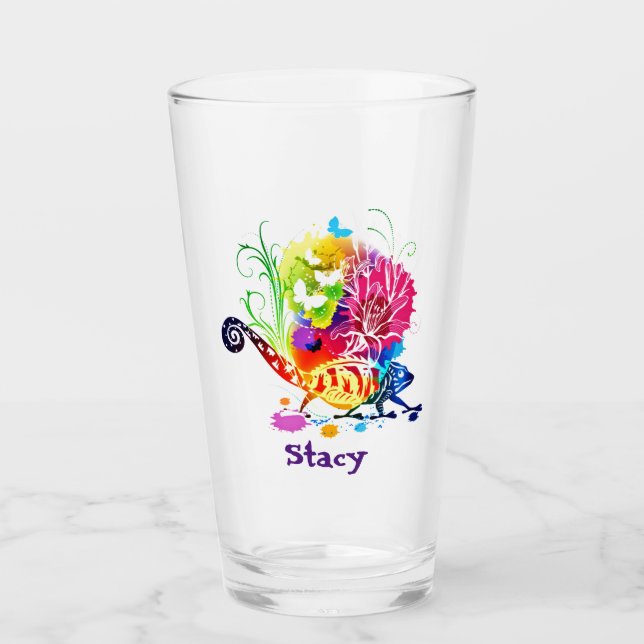 Verre Lézard floral coloré  (Devant)