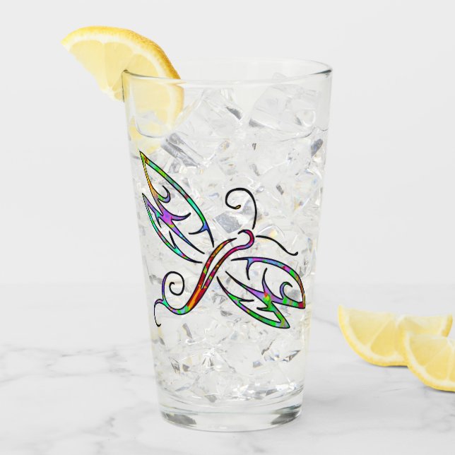 Verre Libellule colorée (Devant glace)