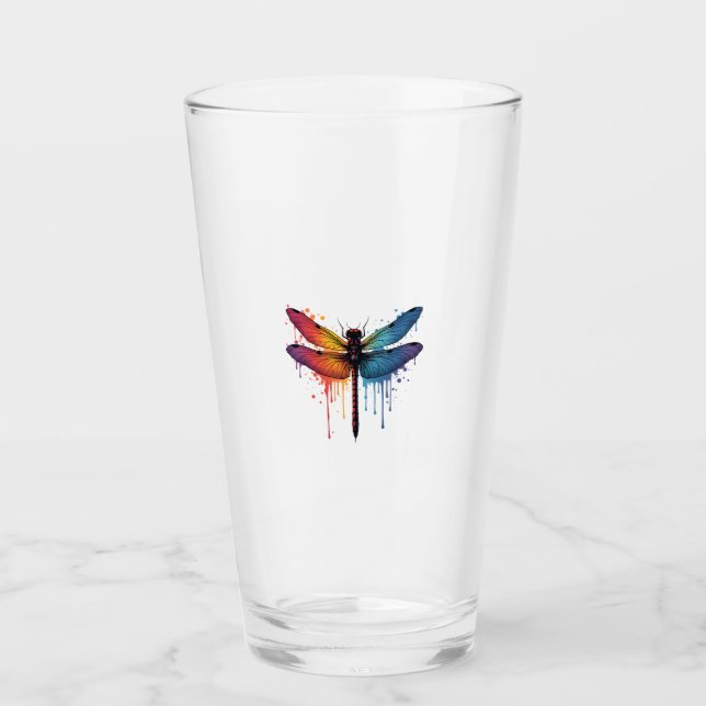 Verre Libellule cool sur libellule peinte colorée (Devant)