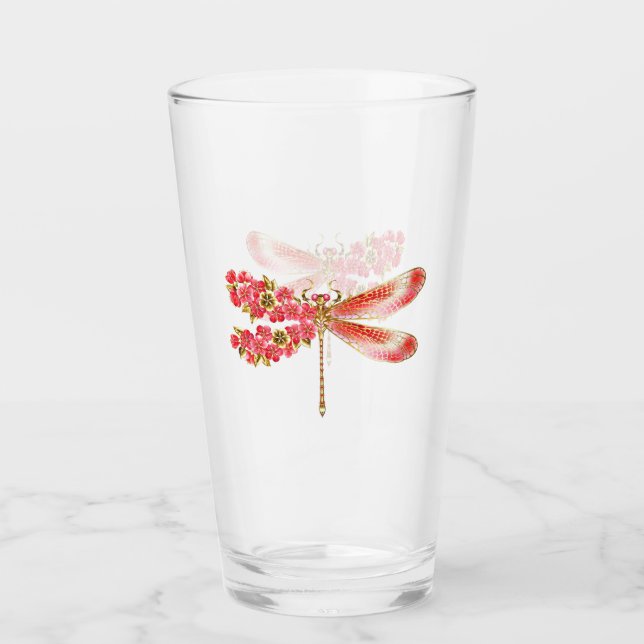 Verre libellule de fleurs avec sakura de bijoux (Devant)