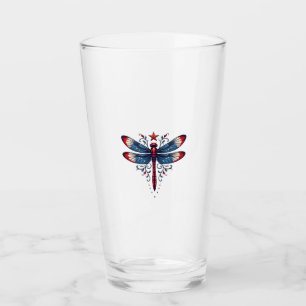 Verre Libellule du drapeau américain Patriotique 4 juill