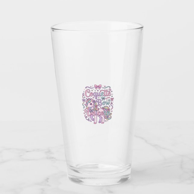Verre Licorne Coquette Bow Licorne Mignon Graphique T Pa (Devant)