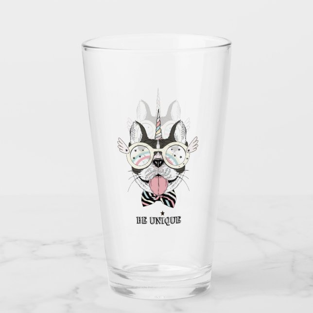 Verre Licorne de bouledogue français (Devant)