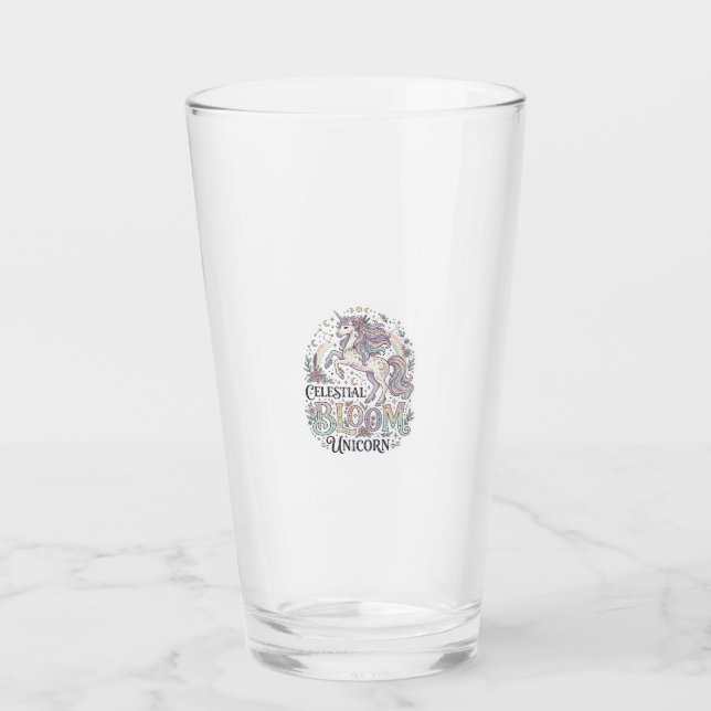 Verre Licorne Fleur Céleste Licorne Premium Vecteur Typ (Devant)
