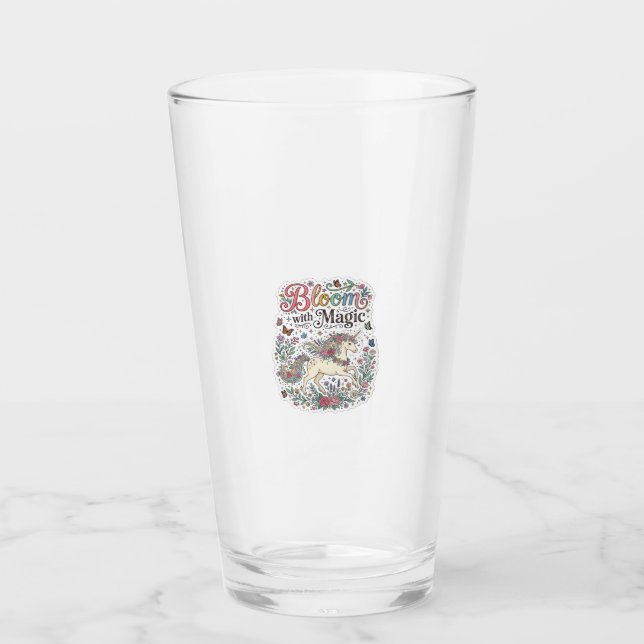 Verre Licorne Fleurir avec la Typographie Vectorielle Pr (Devant)