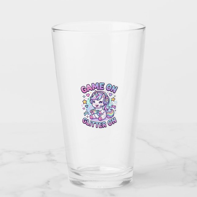 Verre Licorne Jeu Sur Paillettes Sur Graphisme Marchandi (Devant)